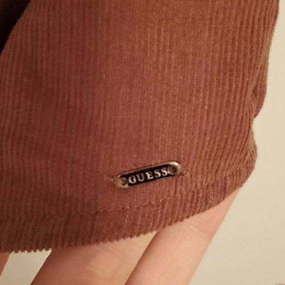 NWOT Guess brown corduroy bustier crop top with front zipper. Stretch. L. Flaw! - Picture 5 of 9